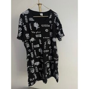 Hands beach Cotton Tunic St Thomas VI Fish Print Coastal Vacation Black OS